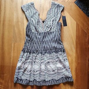 BCBGMaxAzria Black and Gray Lace Mini Dress - Women's Size 6 (NWT)